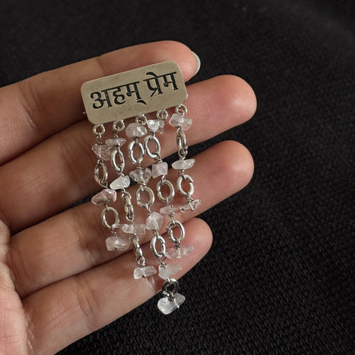 aham prema brooch with rose quartz