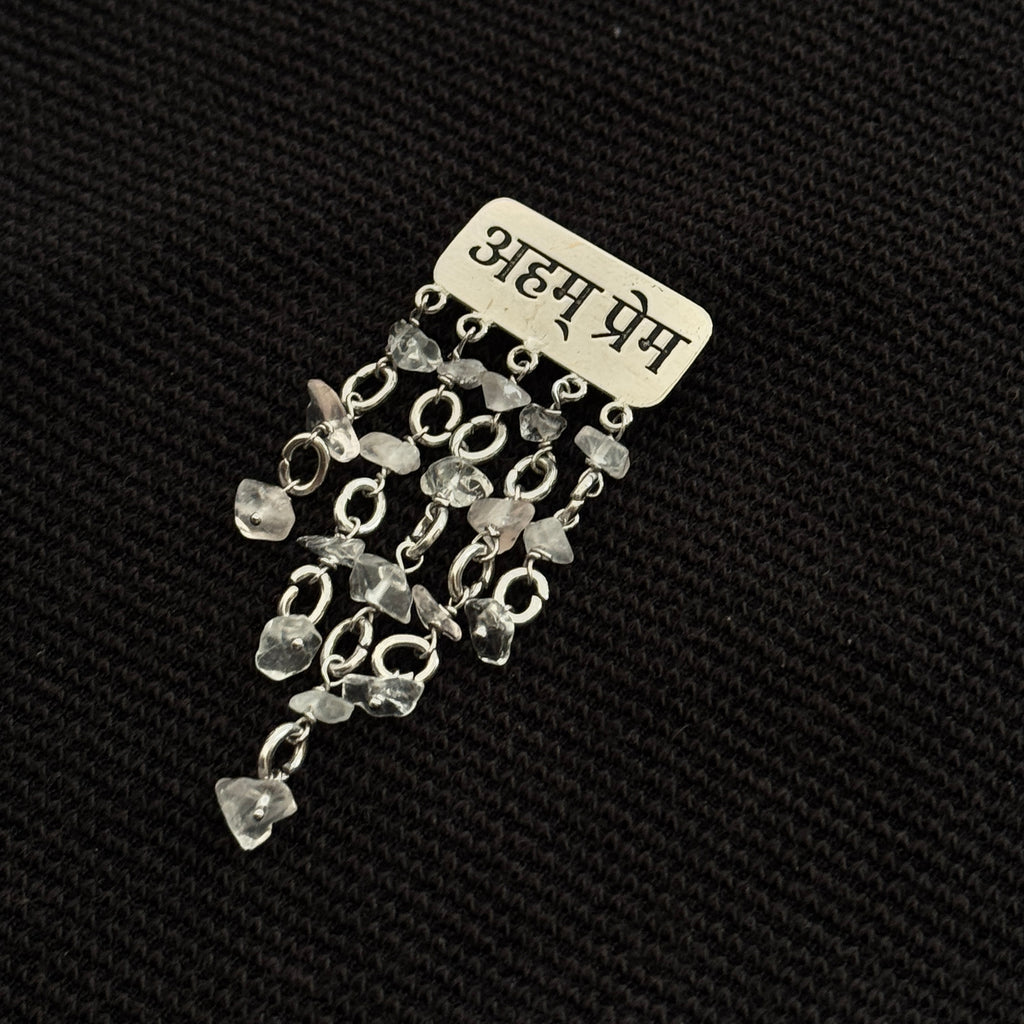 aham prema brooch with rose quartz